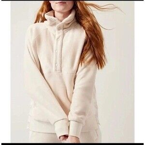 Athleta Cream Recover Cozy T Snap Long Sleeve Sweatshirt Women Size Large